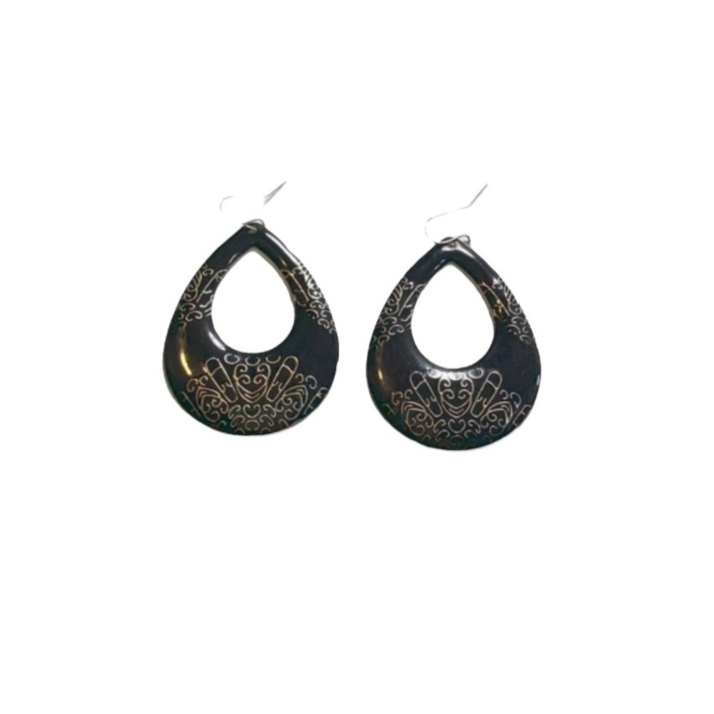 Earrings | Black and Gold Color Teardrops Shape Classic Neutral Earrings